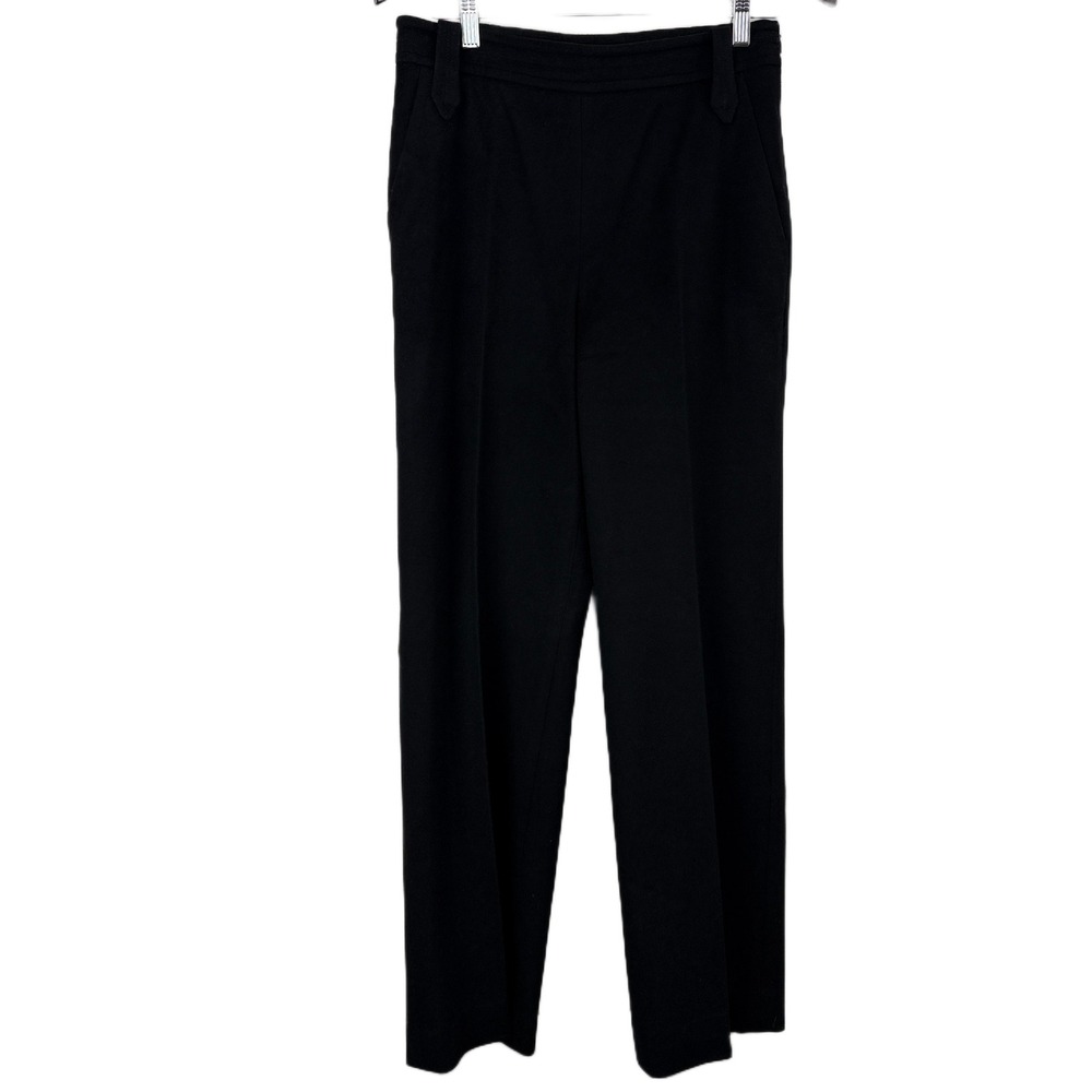 Max Mara Pants Womens 8 Black Virgin Wool Made in Italy Straight Leg High Rise